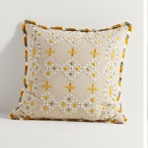 Anthropologie #2 NWT “Sold Out” Georgia Embroidered Yellow Decorative Pillow